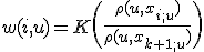 w(i,u) = K\biggl(\frac{\rho(u,x_{i; u})}{\rho(u,x_{k+1; u})}\biggr)